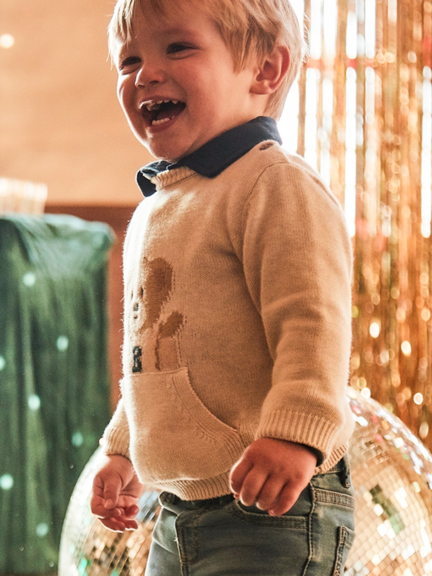 Maglione intarsi grande Bimbo Beige 2341/59 corredino e abbigliamento neonato | NANU' BABY