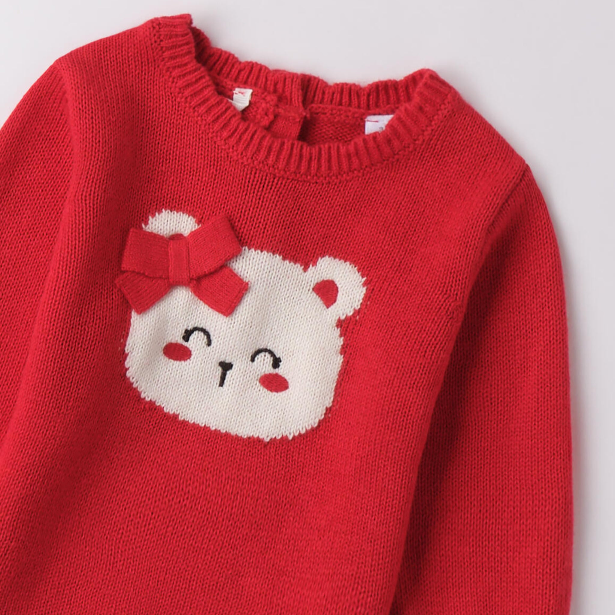 Little Girl's Red Cotton and Wool Knit Sweater 3F704/2253