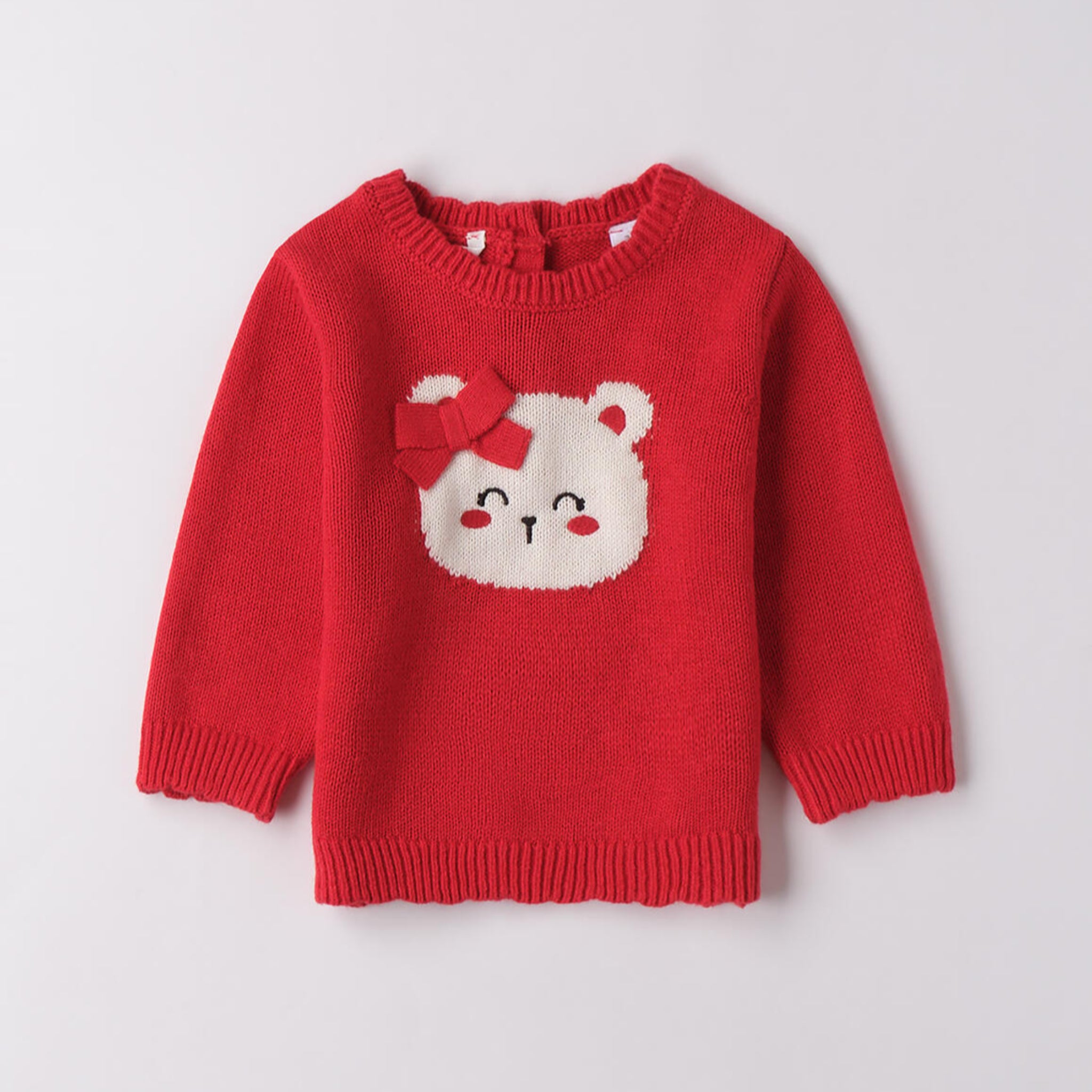 Little Girl's Red Cotton and Wool Knit Sweater 3F704/2253