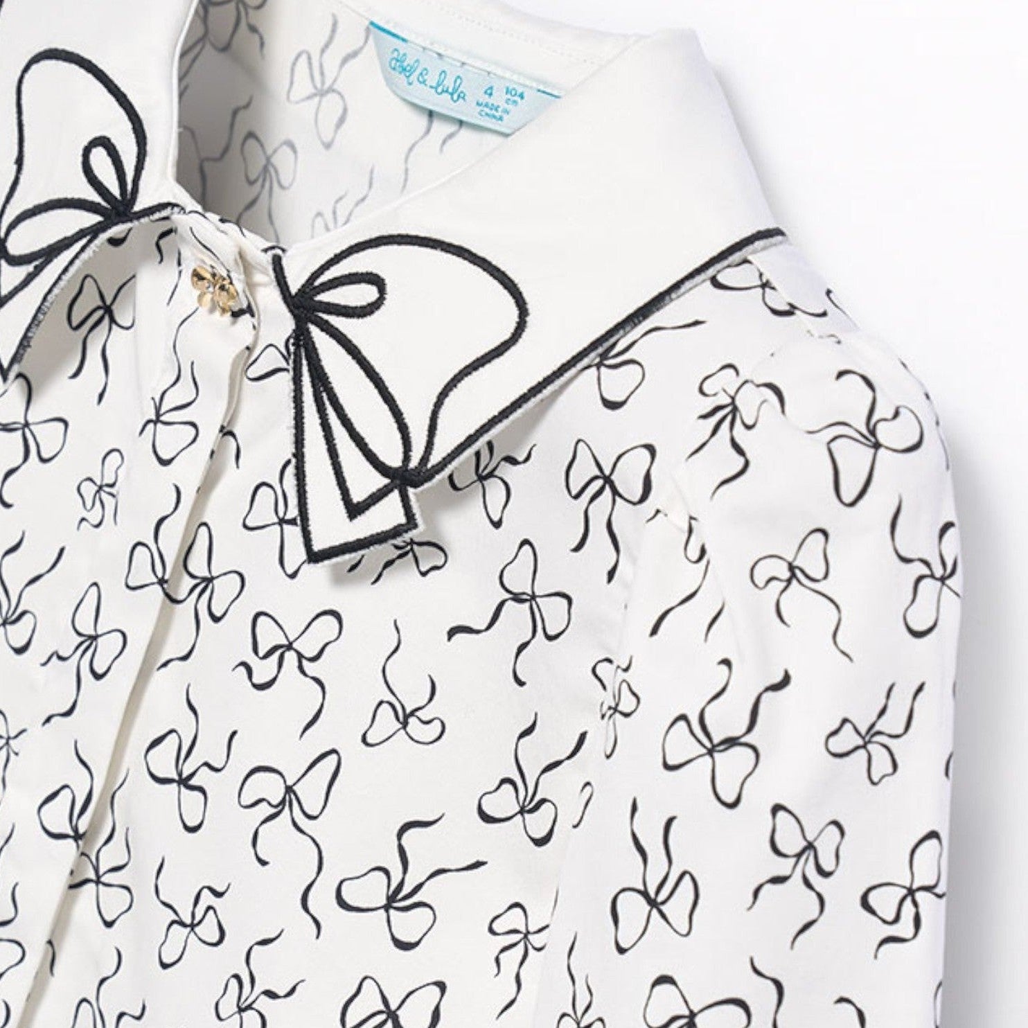 Blusa popelin satinato fiocco Bimba PANNA 5613/3 -  NANU' BABY