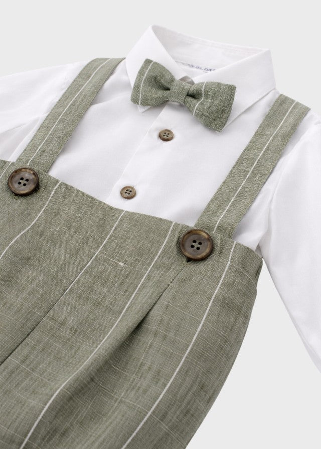 Green Bow Tie Striped Shorts Coordinated