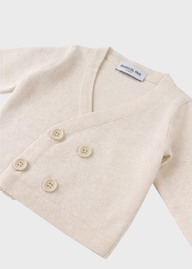 ECA007I/P Cream Cross-over Knit Cardigan
