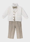 Beige Striped Trousers Set
