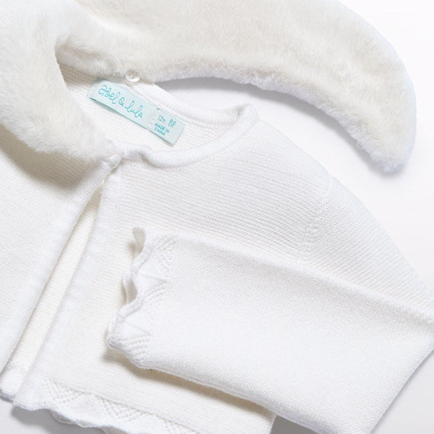 Cardigan tricot colletto pell Bimba PANNA 5817/10 -  NANU' BABY