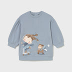 Graphic sweatshirt dress for girls, color SKY 2921/56
