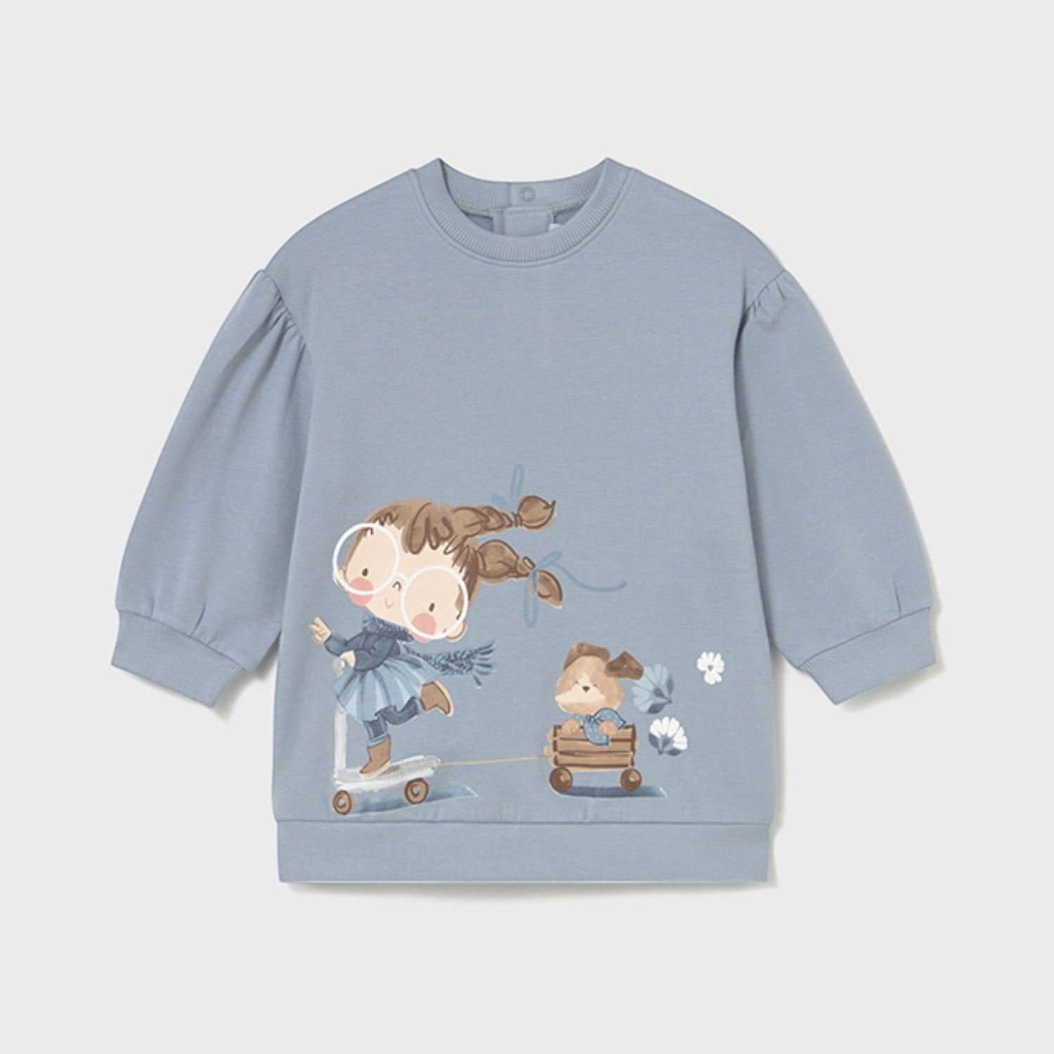 Graphic sweatshirt dress for girls, color SKY 2921/56