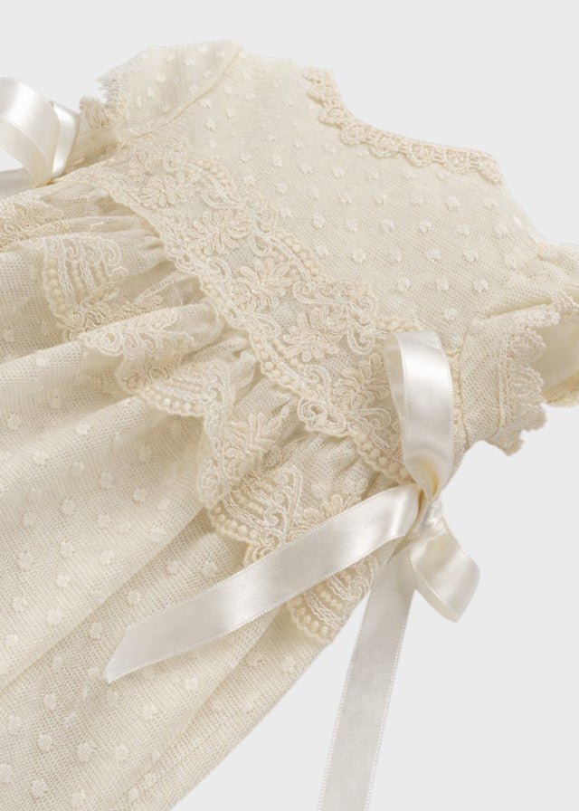 Pagliaccetto Lino Ricamato Panna 23526 corredino e abbigliamento neonato | NANU' BABY