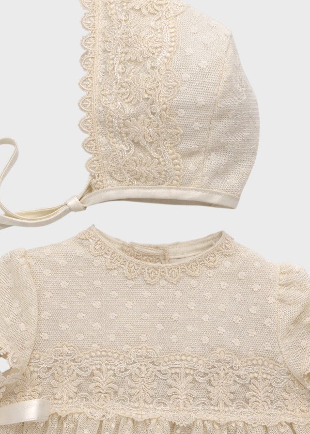 Pagliaccetto Lino Ricamato Panna 23526 corredino e abbigliamento neonato | NANU' BABY