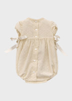 Pagliaccetto Lino Ricamato Panna 23526 corredino e abbigliamento neonato | NANU' BABY