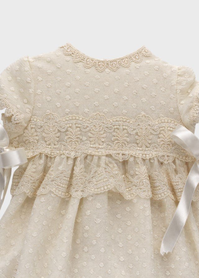 Pagliaccetto Lino Ricamato Panna 23526 corredino e abbigliamento neonato | NANU' BABY