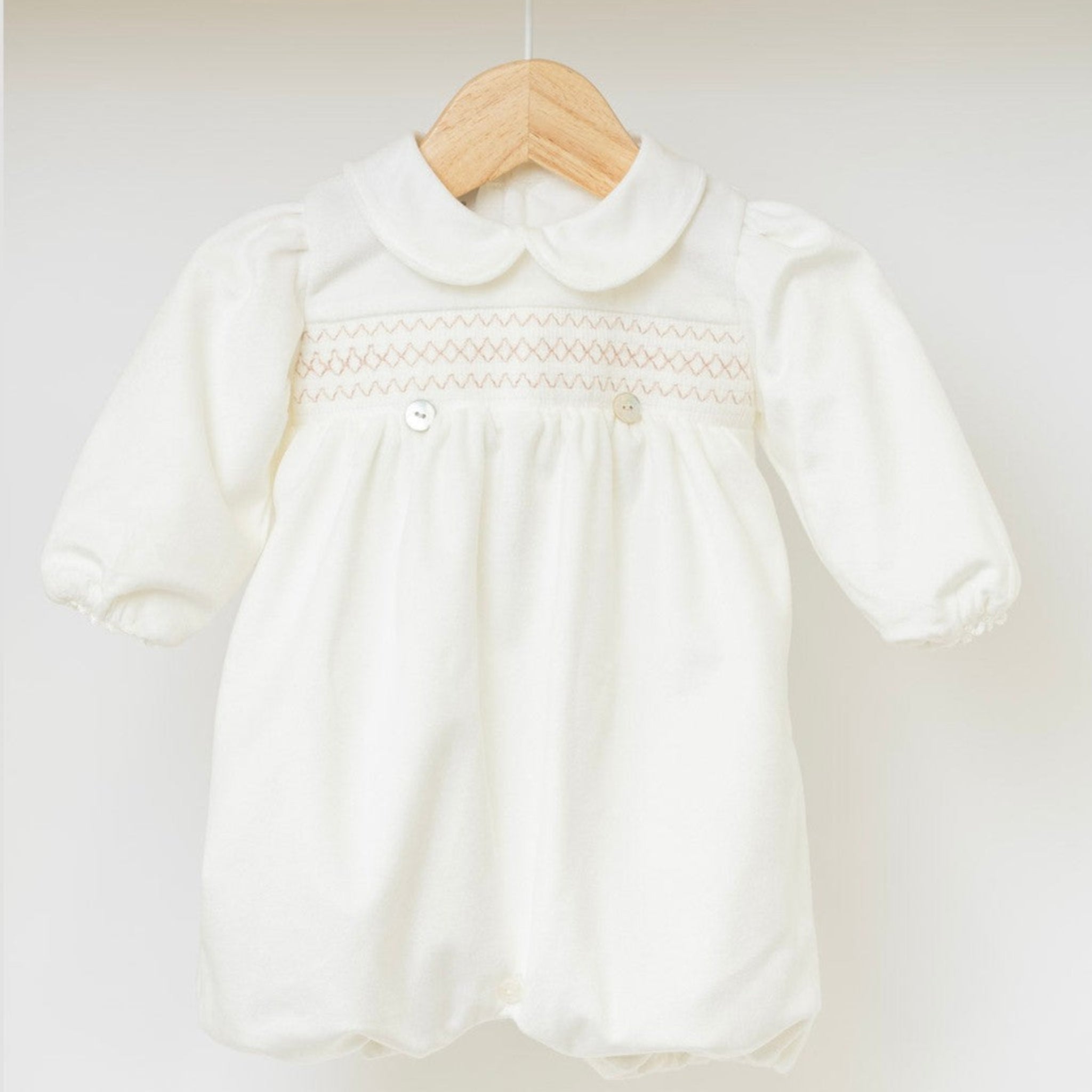 Pagliaccetto Velluto Neonata VANIGLIA - MARLÙ IN6623 corredino e abbigliamento neonato | NANU' BABY