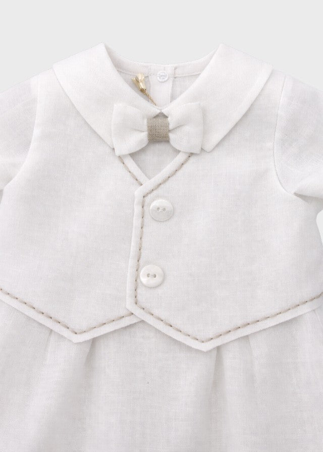 Pagliacetto Cerimonia Lino Bianco 8041 corredino e abbigliamento neonato | NANU' BABY