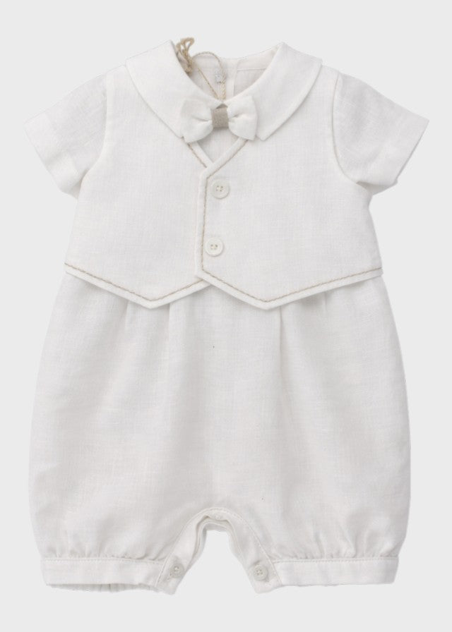 Pagliacetto Cerimonia Lino Bianco 8041 corredino e abbigliamento neonato | NANU' BABY