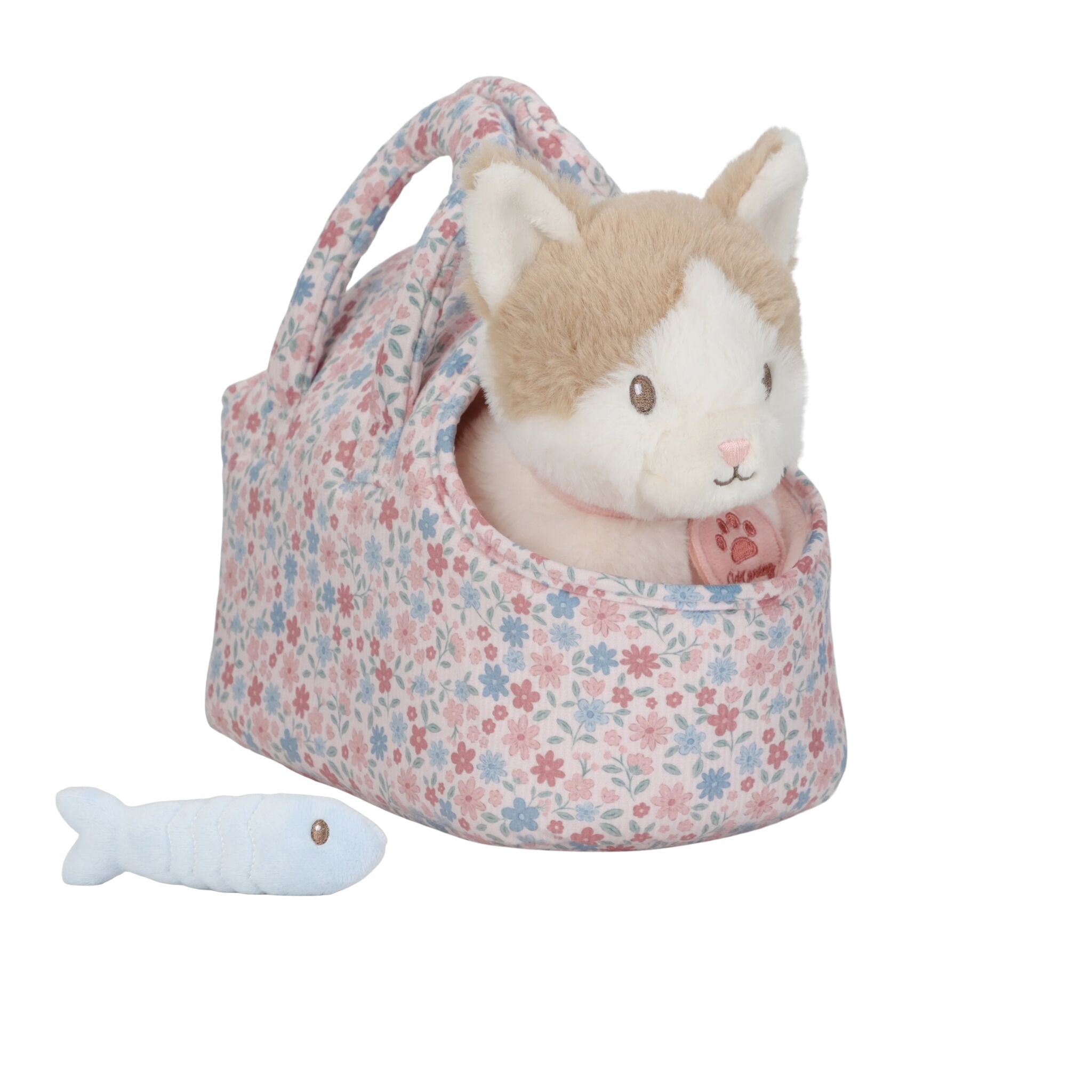 Peluche gatto Marley con trasportino Multicolore LD4517 corredino e abbigliamento neonato | NANU' BABY