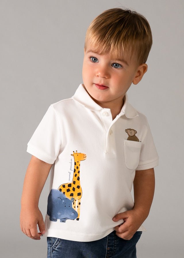 Polo Cotone Stampa Bianco 1108/16 corredino e abbigliamento neonato | NANU' BABY