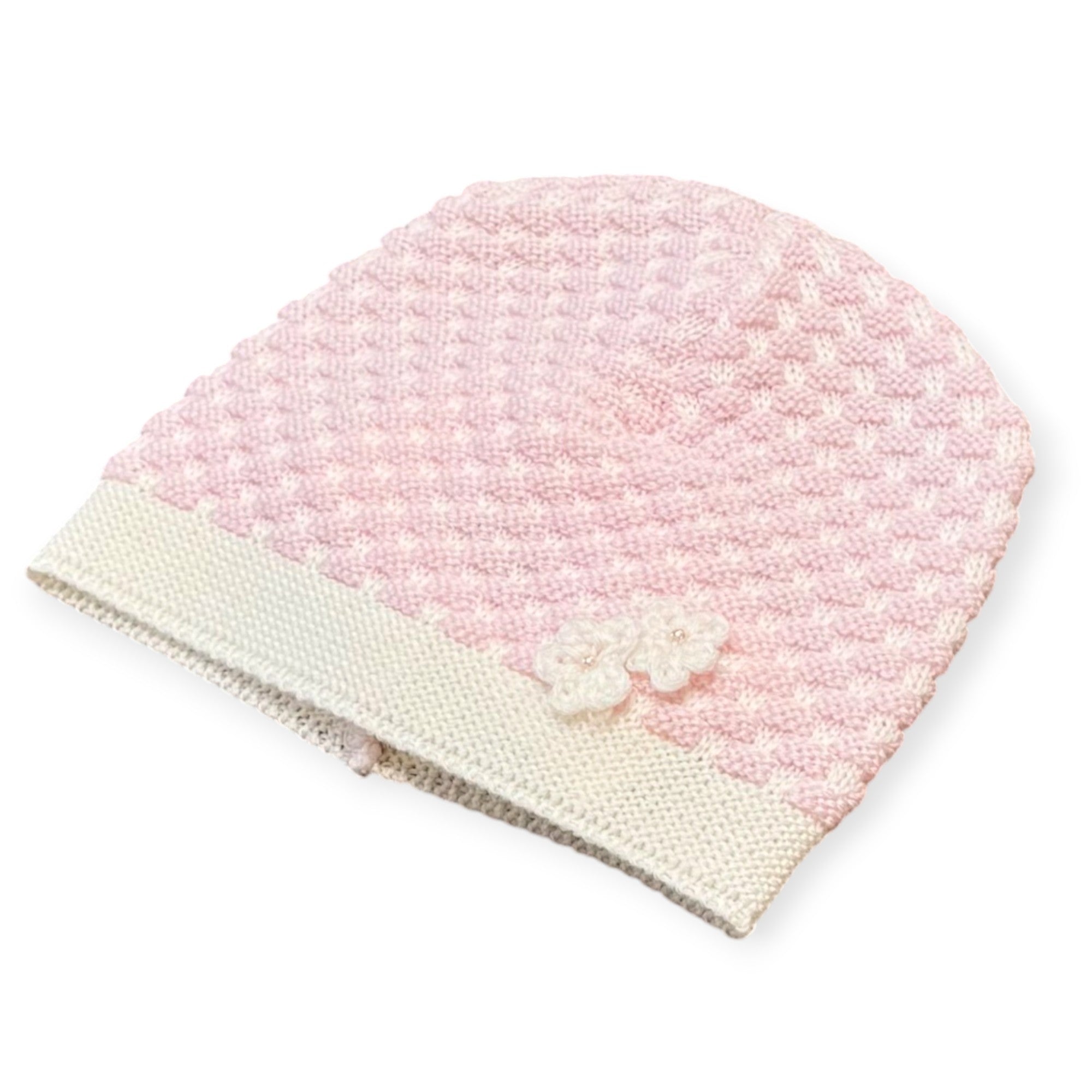 Cuffia Neonata Rosa Lana Fiocco 7770