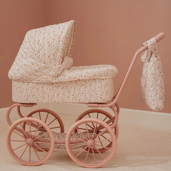 Pink metal doll stroller LD4586