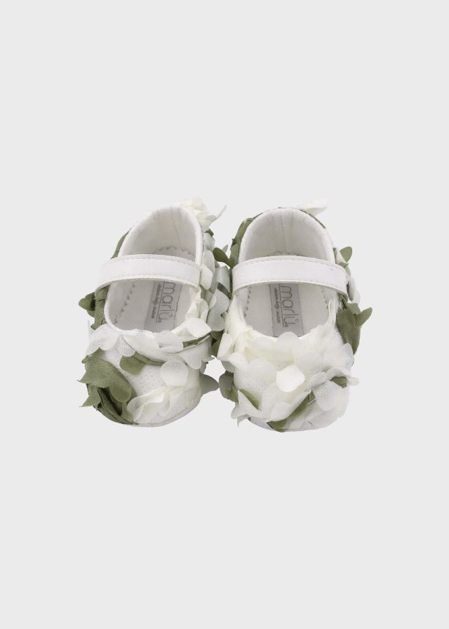 Scarpina Bimba Tessuto Vaniglia Verde EV305SC corredino e abbigliamento neonato | NANU' BABY