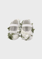 Scarpina bimba tessuto vaniglia verde cerimonia Made Italy MARLÙ