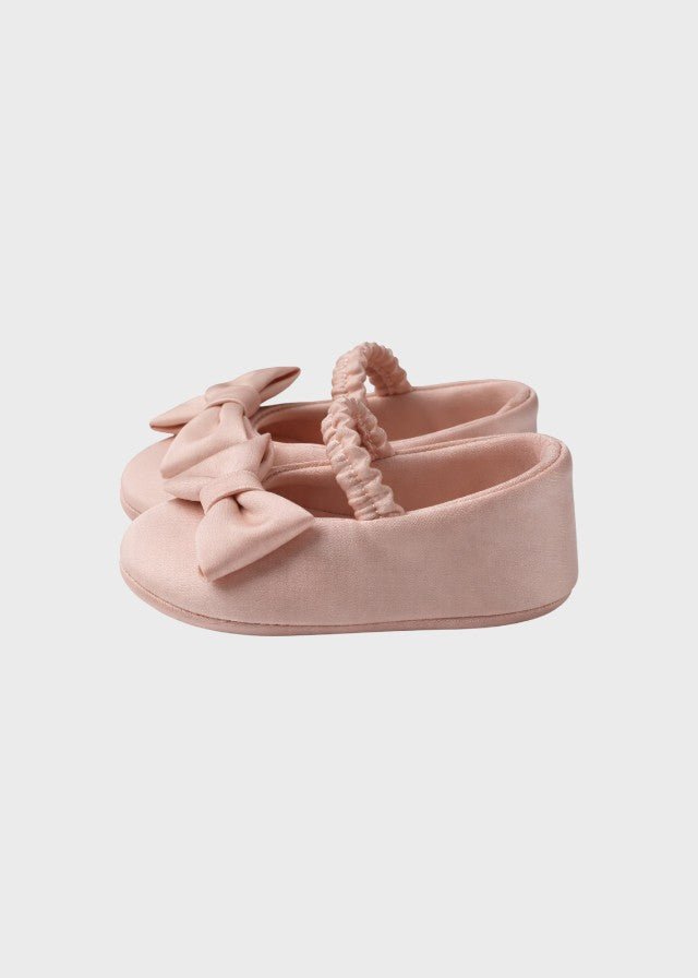 Scarpine Raso Fiocco Rosa corredino e abbigliamento neonato | NANU' BABY