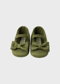 Scarpine Raso Verde Cerimonia corredino e abbigliamento neonato | NANU' BABY