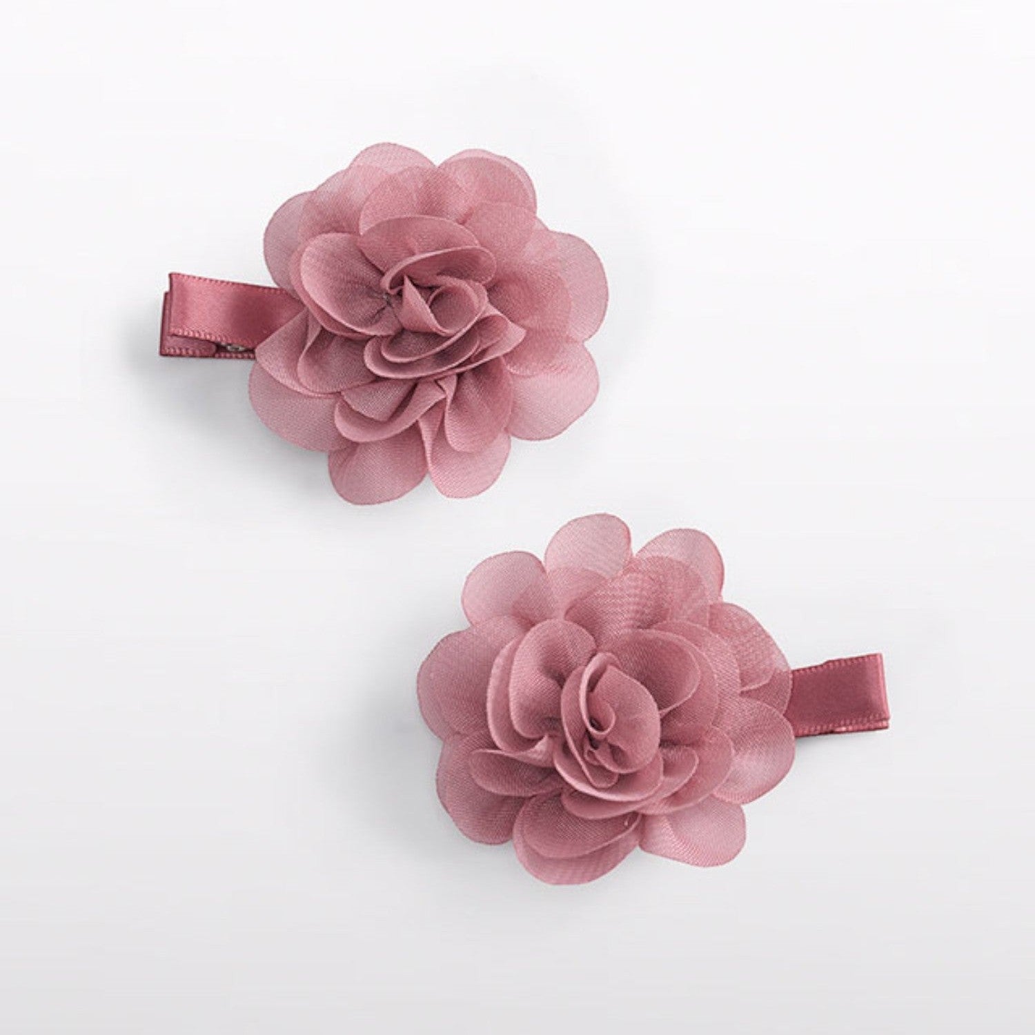 Set 2 fermagli fiori chiffon Bimba Rosa 5967/31 corredino e abbigliamento neonato | NANU' BABY