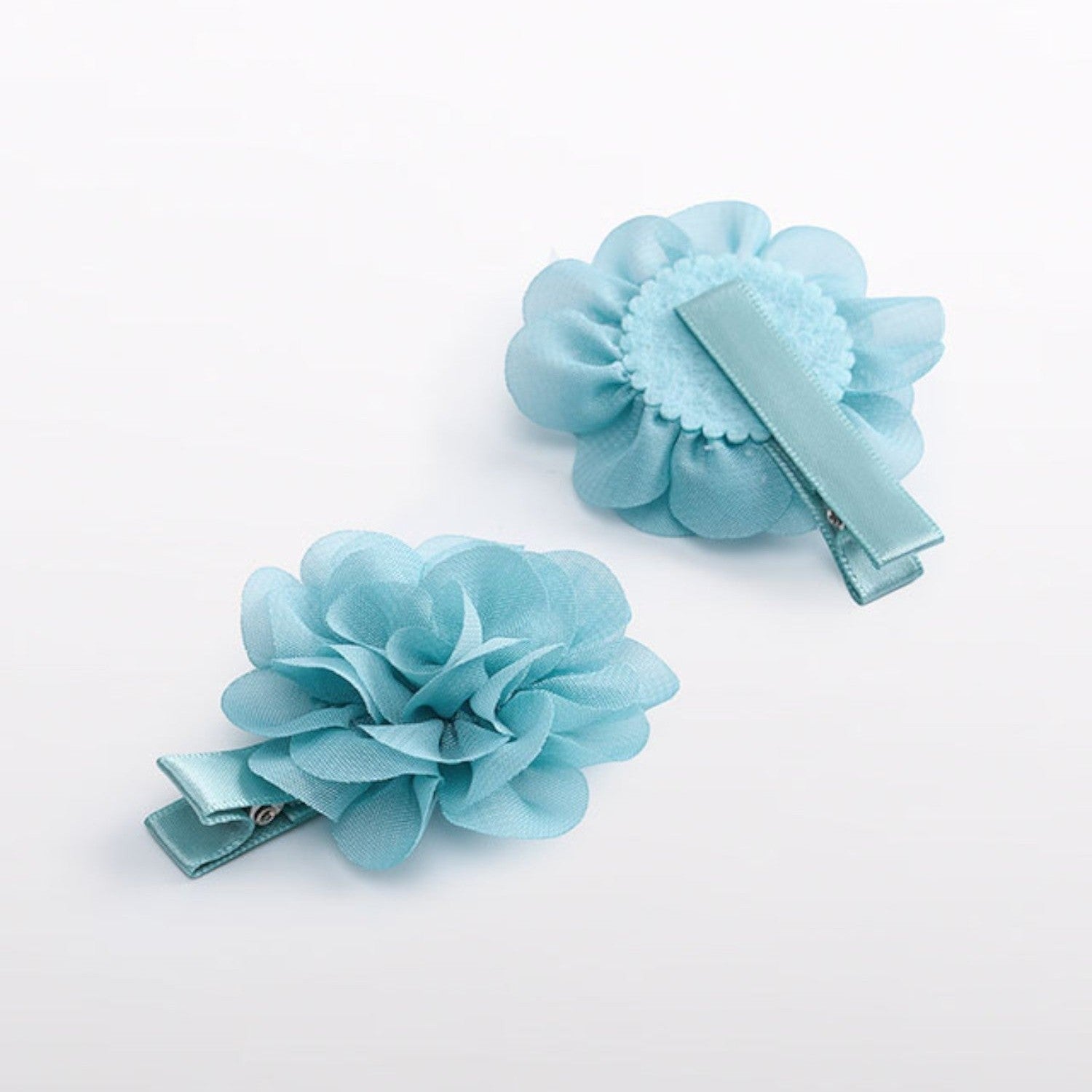 Set 2 fermagli fiori chiffon Bimba Verde 5967/30 corredino e abbigliamento neonato | NANU' BABY