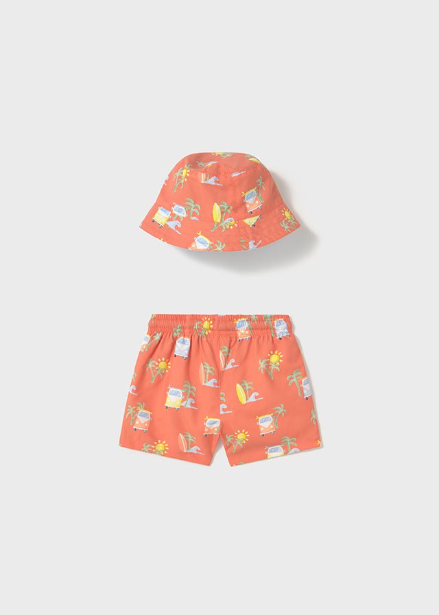 Set Costume Cappello Reversibile Arancio 1646/12 corredino e abbigliamento neonato | NANU' BABY