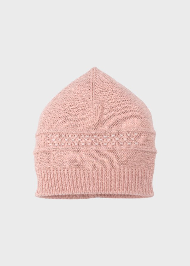 Cuffia neonata cotone rosa ricamo punto smok Made Italy PICCOLA GIUGGIOLA SOFIA