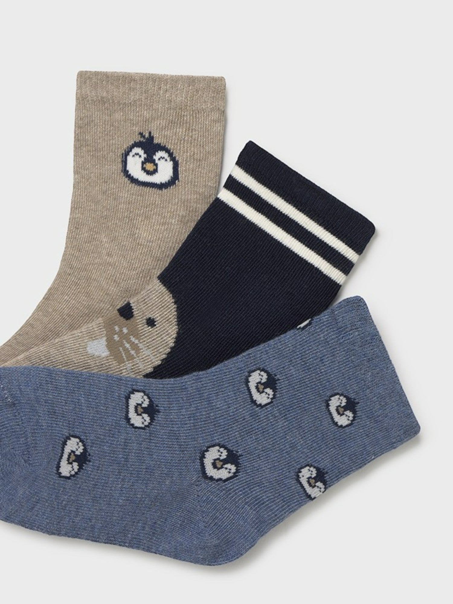 Set of 3 patterned socks, Blue 10008/51