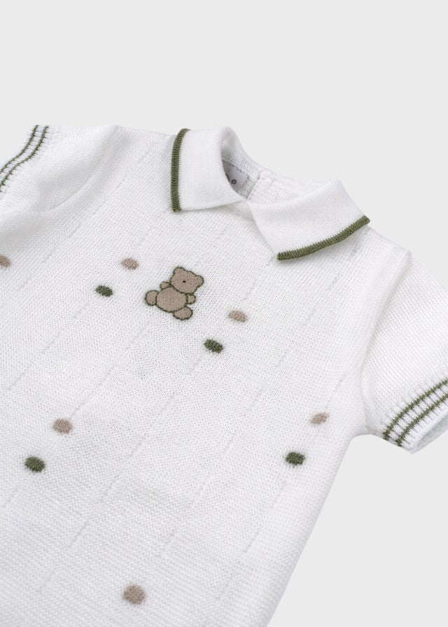 Tutina Corta Pois Nocciolina Verde EK5615V corredino e abbigliamento neonato | NANU' BABY