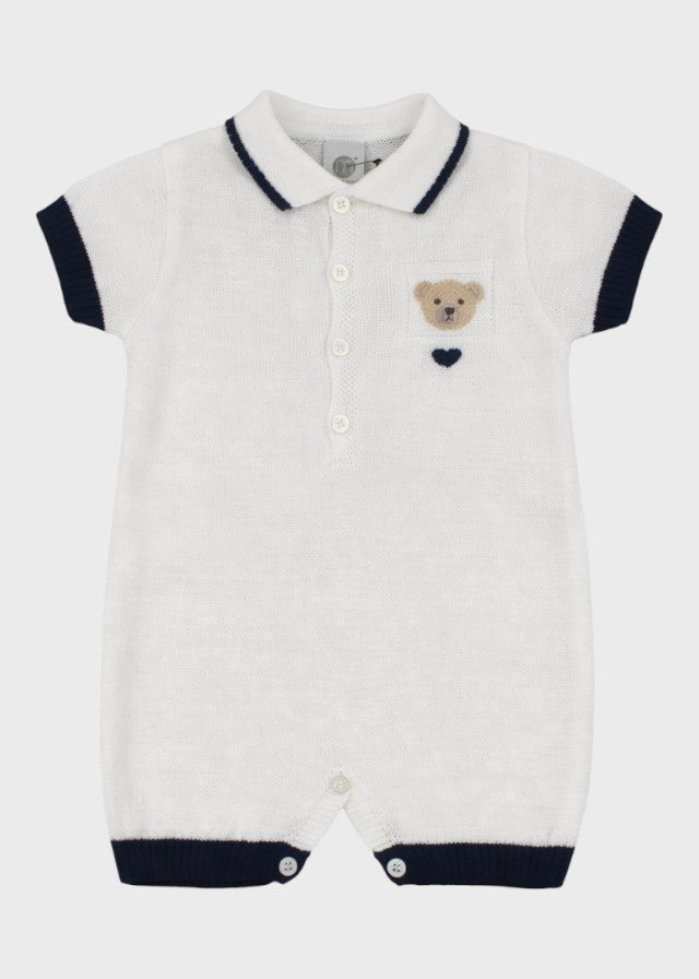Tutina Corta Teddy Blu EK6015 corredino e abbigliamento neonato | NANU' BABY