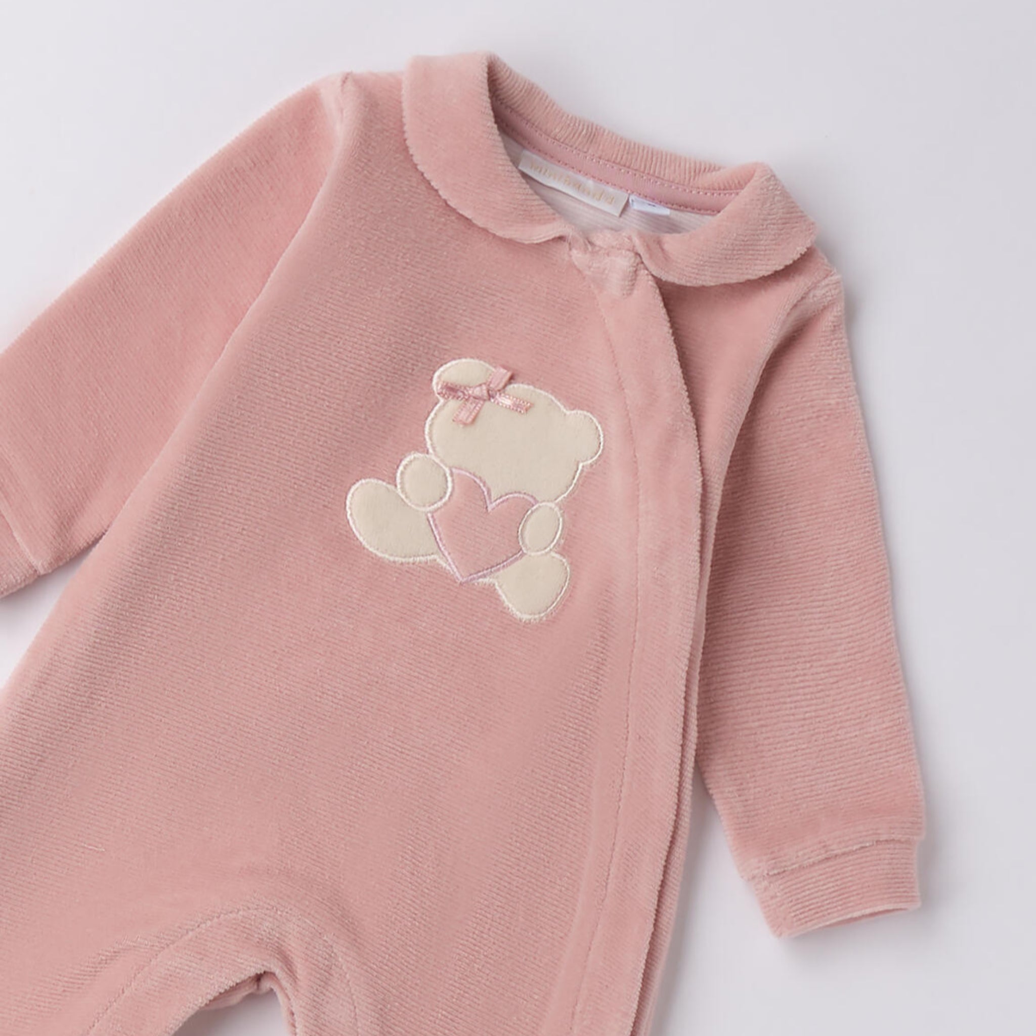 Tutina Ciniglia Velluto Con Piede Neonata Rosa 3F757/2921