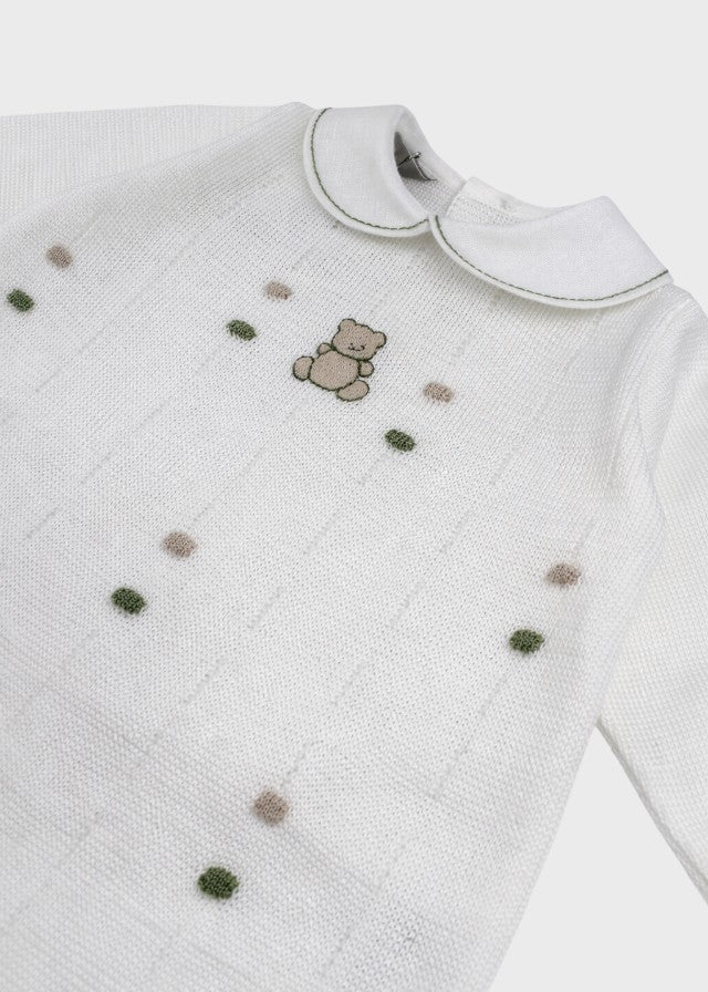 Tutina Lunga Pois Nocciolina Verde EK5610V corredino e abbigliamento neonato | NANU' BABY