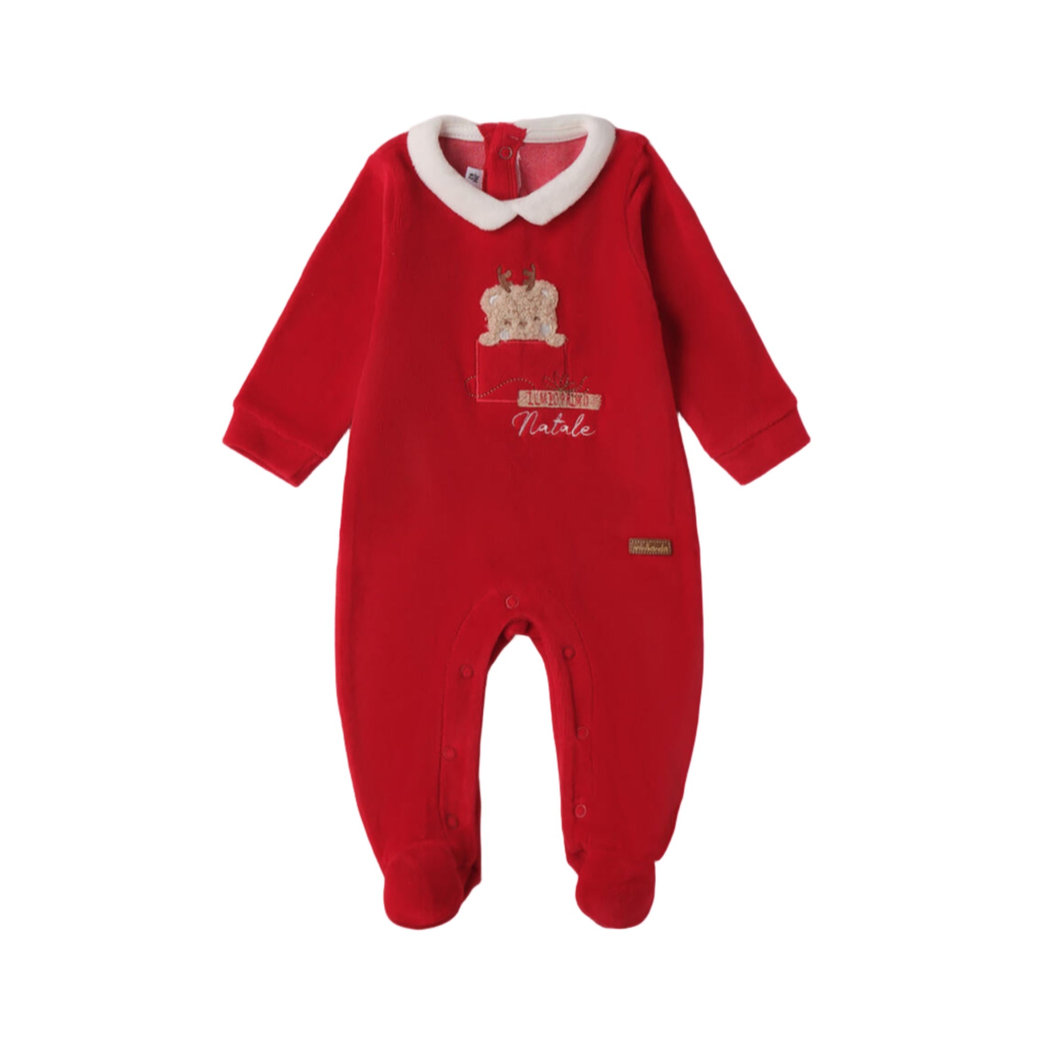 Tutina Natalizia Ciniglia Con Piede Neonato Rosso 3F643/2253 corredino e abbigliamento neonato | NANU' BABY