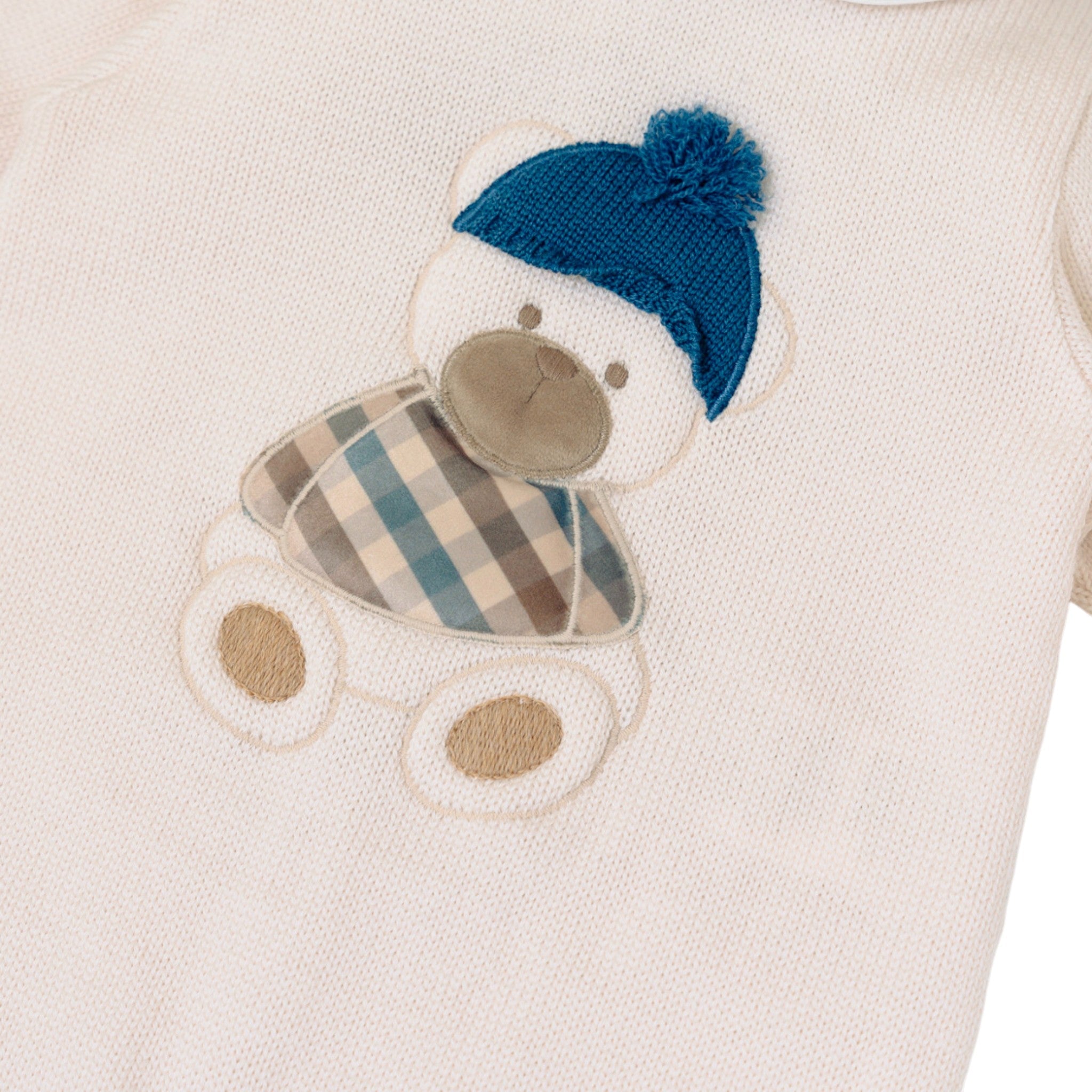 Tutina Neonato Lana Vergine 100% Natural Zaffiro Orsetto Berretto IN7110/Z corredino e abbigliamento neonato | NANU' BABY