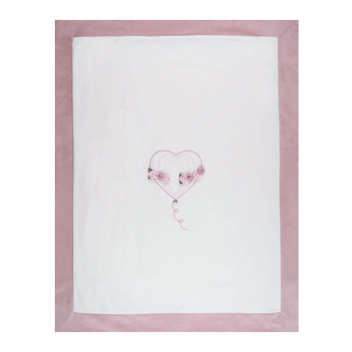 Coperta Imbottita Neonata Ciniglia 100% Vaniglia Cuore Rosa IN2781