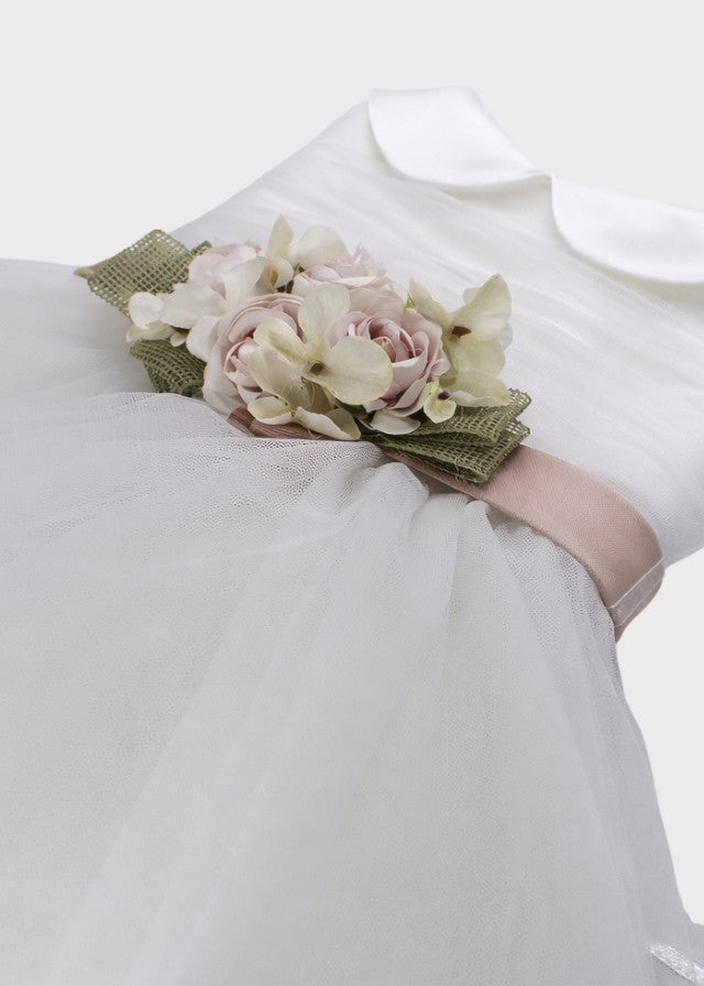 White Tulle Ruffled Ceremony Dress