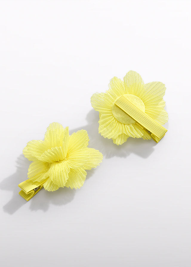 Yellow Tulle Flower Hair Clips 5467/63