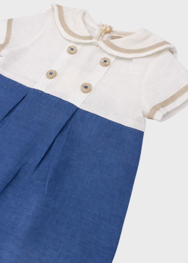 Blue Embroidered Cotton Romper 7621/A