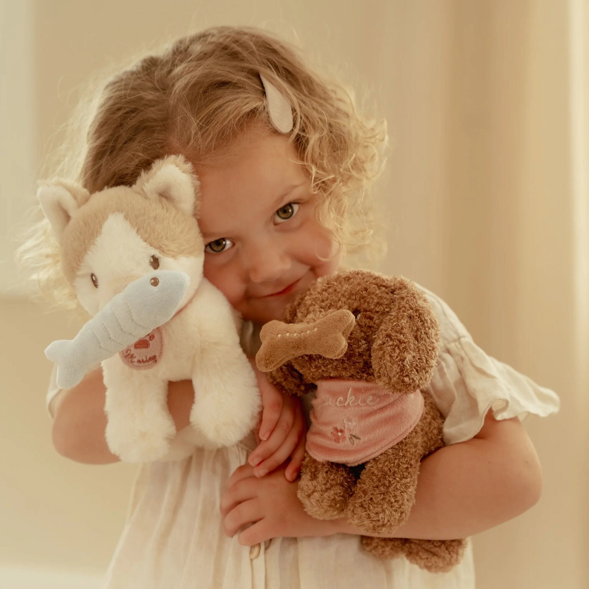 Jackie the dog plush toy with carrier, Multicoloured LD4518