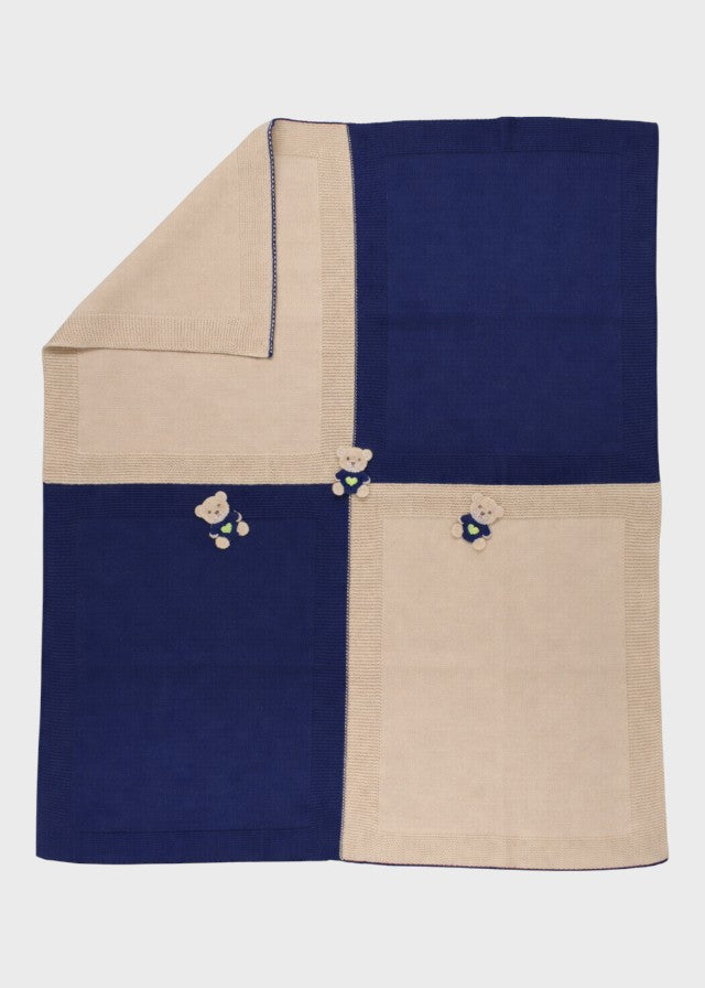 Blue Embroidered Teddy Blanket EK6080