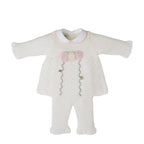 Completo in lana vaniglia con ricami floreali Neonata VANIGLIA IN2519 -  NANU' BABY