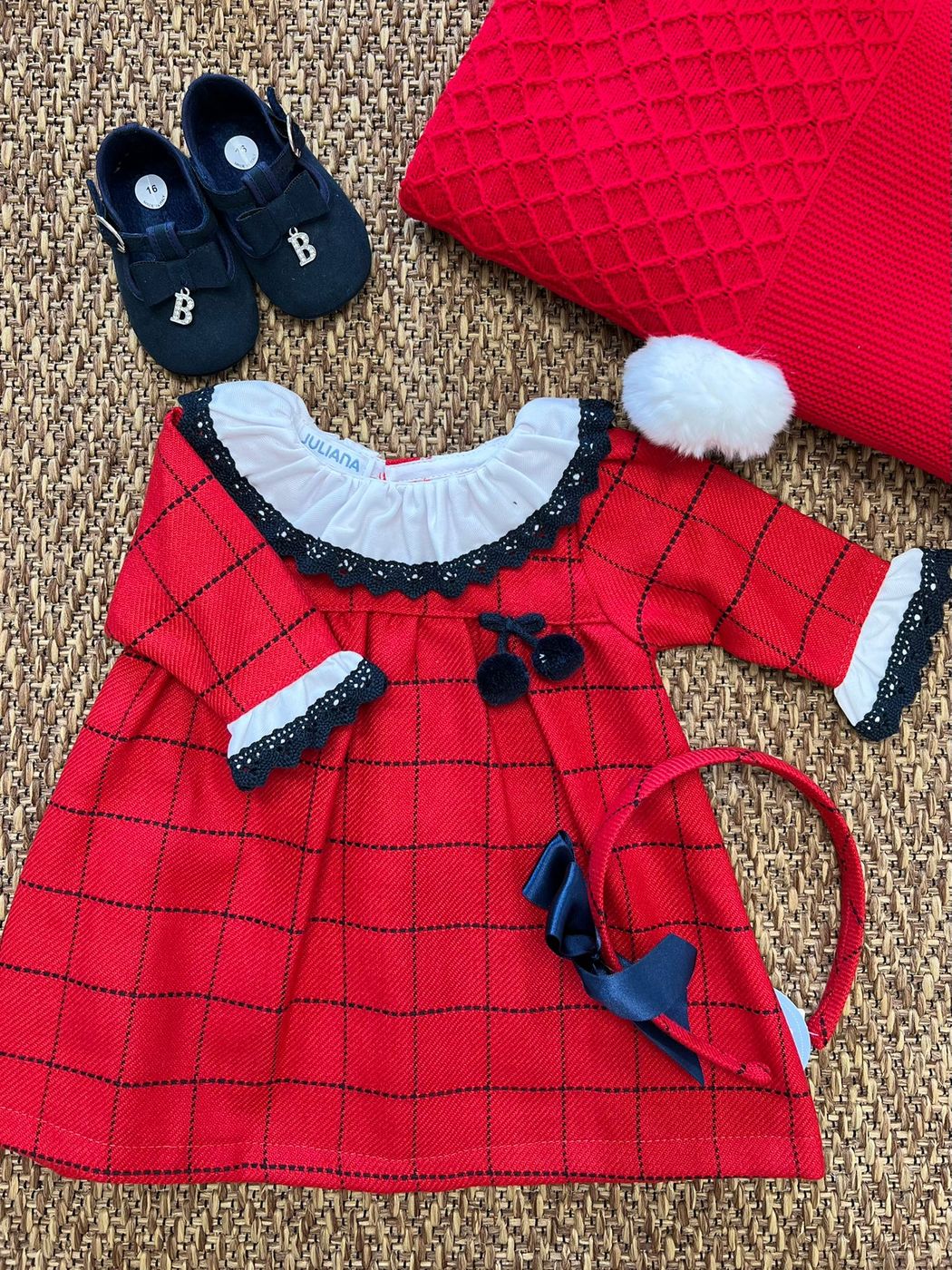 Girl's Checkered Dress RED J6155