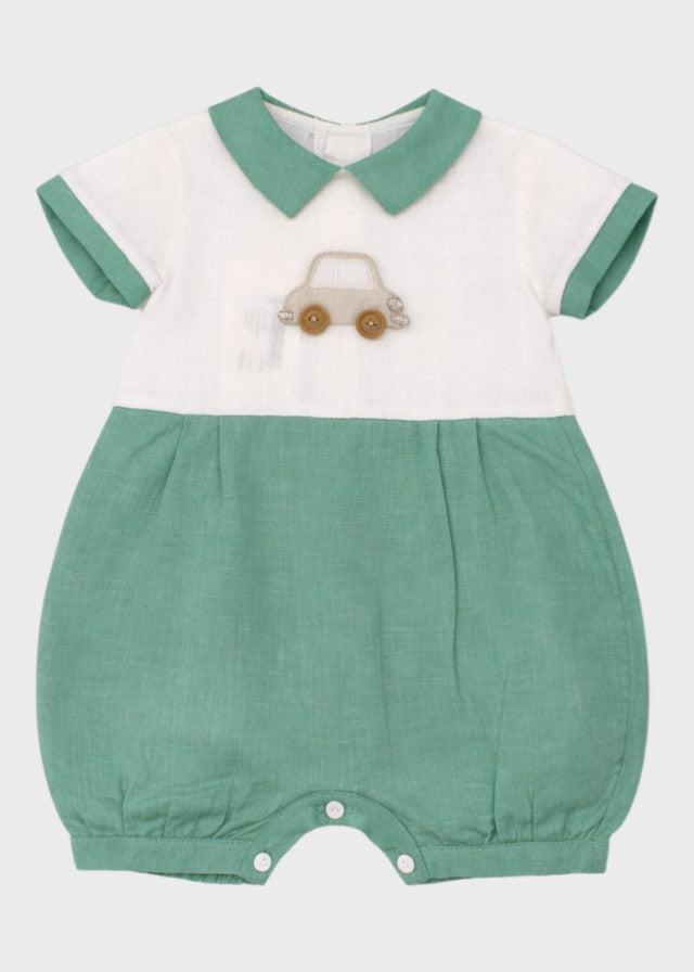 Green Decorated Cotton Romper CAR 7169