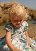 Turquoise Printed Mikado Dress 5013/8